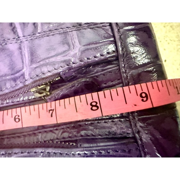 Michael Rome Purple Croco Embossed Leather Tote Bag Structured Shoulder Purse - Picture 7 of 13